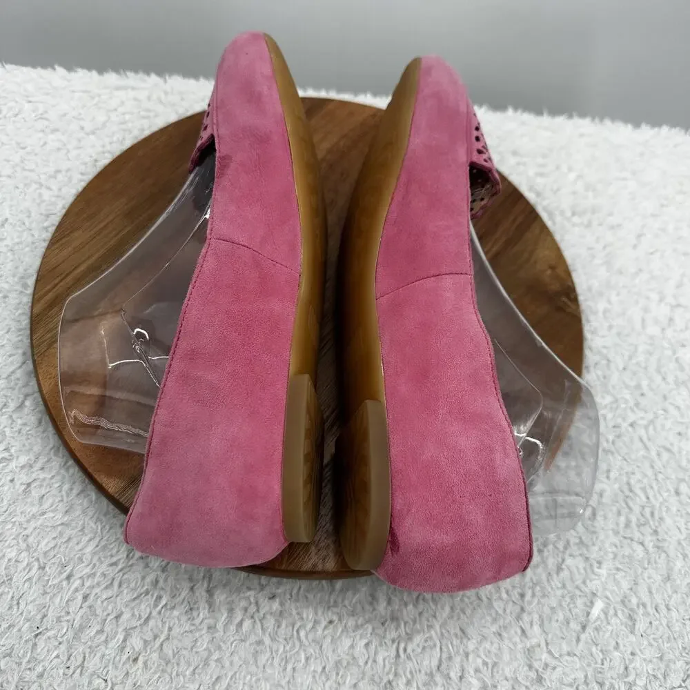 Born ONO Shoes Womens Size 10 Pink Suede Laser Cut Flats Comfort Slip On Loafers